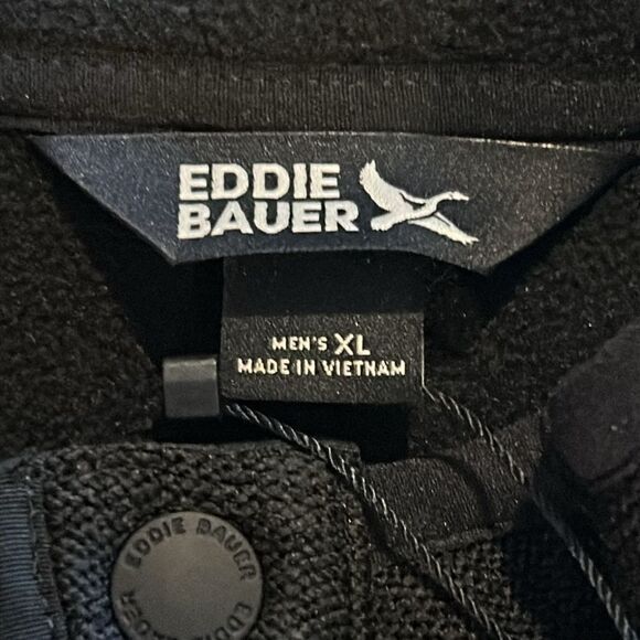 NEW Eddie Bauer Mens Black Sweater Fleece - Picture 3 of 7